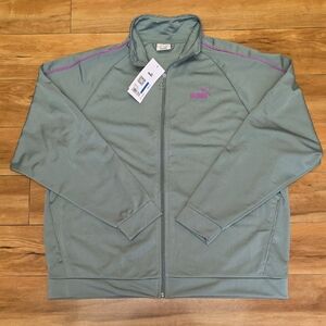 PUMA Size XL Essentials Piped Zip Up Lightweight Track Jacket Sage Green NEW